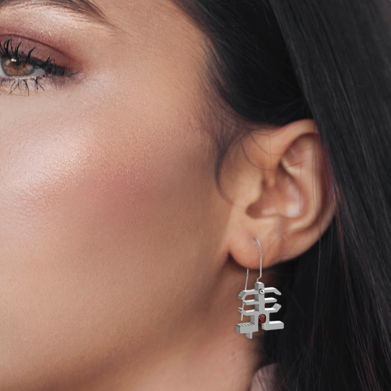 Hook-Earring-BirthStone-computer-jewelry-ragazza-granato