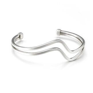 Solid silver two-strand square bracelet 925